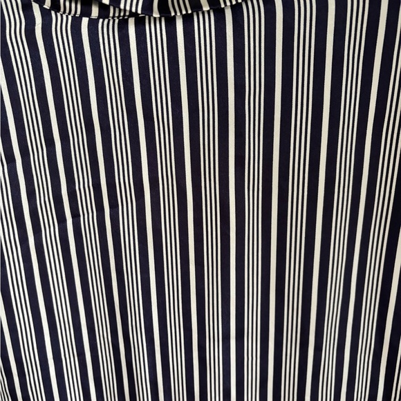 Vintage Nightgown Cabernet Navy and White Stripes size large with Lace accents - Picture 7 of 7